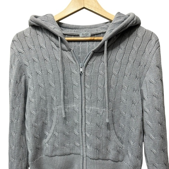 John Galt Light Blue Crystal Knit Zipper-Front Sweater Hoodie, One Size - Picture 8 of 10